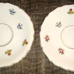 Rosenthal Continental Ivory Rob Roy Floral Gold Rimmed Saucers - Set Of 2